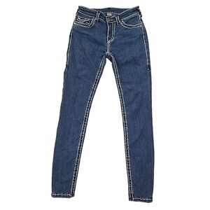 True Religion Curvy Skinny Low Rise Jeans Thick Stitch Women's Size 28 (27x28)